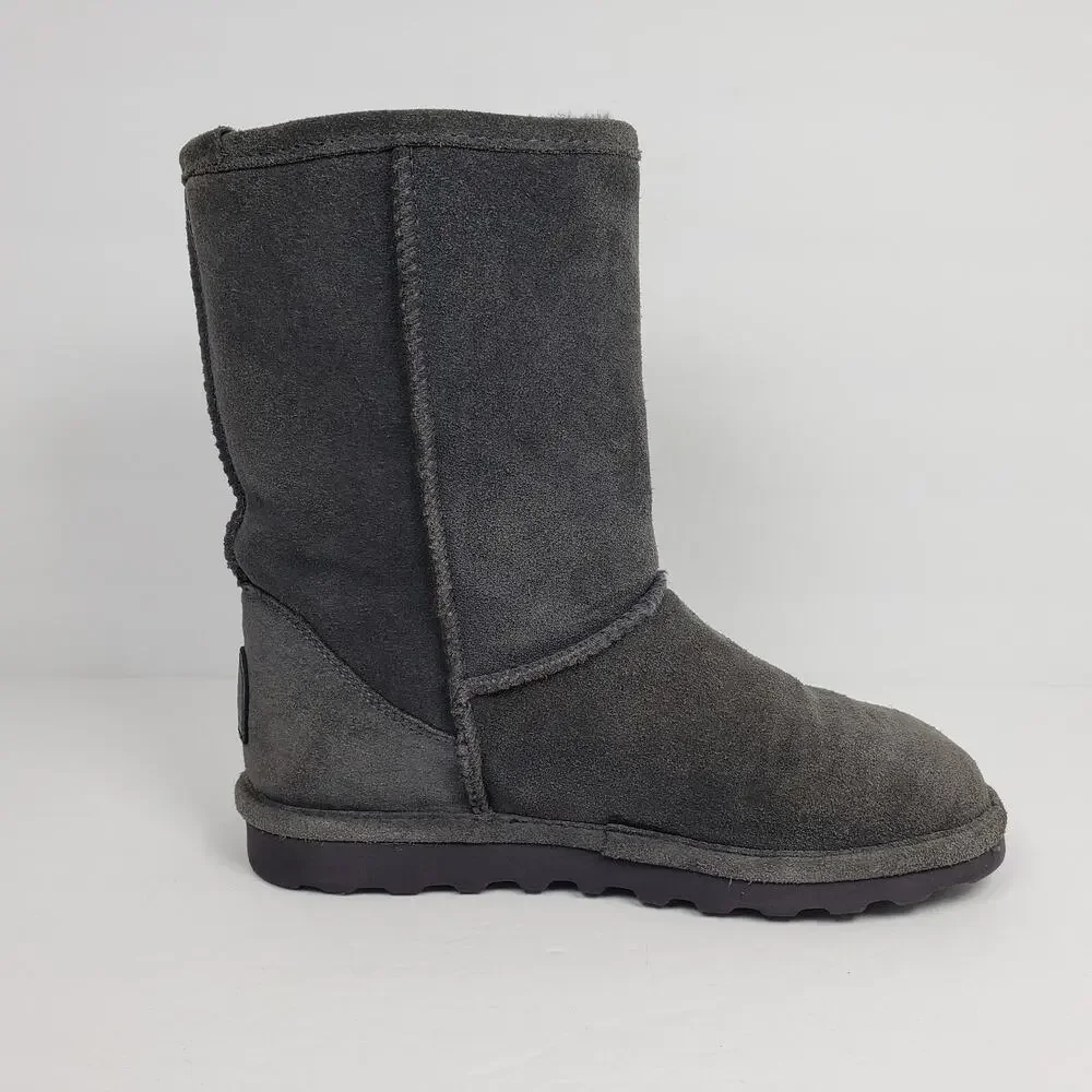 BearPaw Elle Short Womens Size 7 Gray Suede Sheepskin Warm Winter Boots 1962W